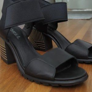 Sorel Black Leather Sandals